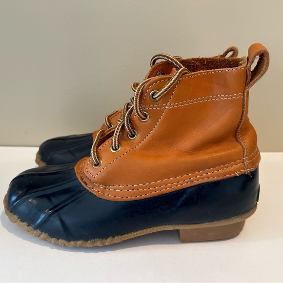 Eddie Bauer Size 5 Women’s Brown Leather Lace Up Duck Waterproof Rain‎ Boots - Picture 1 of 8